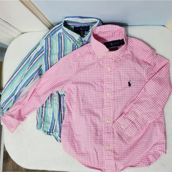 Ralph Lauren set of 2 boys long sleeve button down shirts sz 3T - Picture 2 of 15